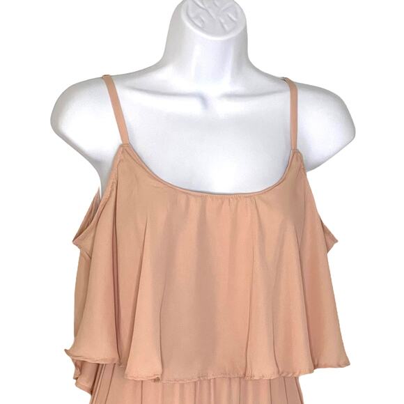 Show Me Your MuMu Caitlin Ruffle Dusty Blush Crisp Maxi Bridesmaid Dress S NWOT - Picture 8 of 12